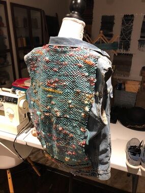 Levi's Blue Denim Jacket with Turquoise Knit Back